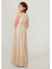 Gold Sequin Sparkling Ruched Waist Junior Bridesmaid Dress